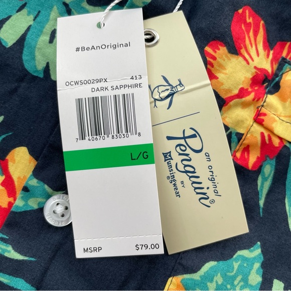 NWT Original Penguin Men’s Floral Graphic Shirt, size Large. Tropical button up. - Picture 2 of 14